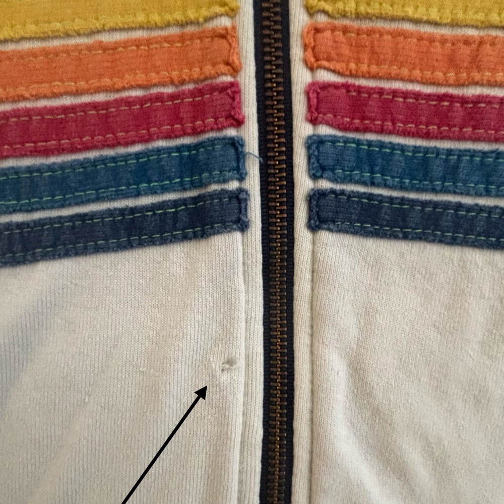 Aviator Nation Unisex Vintage White Rainbow Stripe Zip Hoodie (S) & Sweats (XS) - Picture 9 of 13